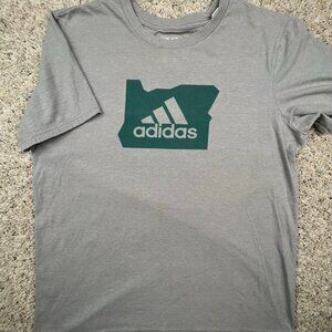 Adidas The Go To Tee Green Gray Size Large Short Sleeve Casual Cotton Blend